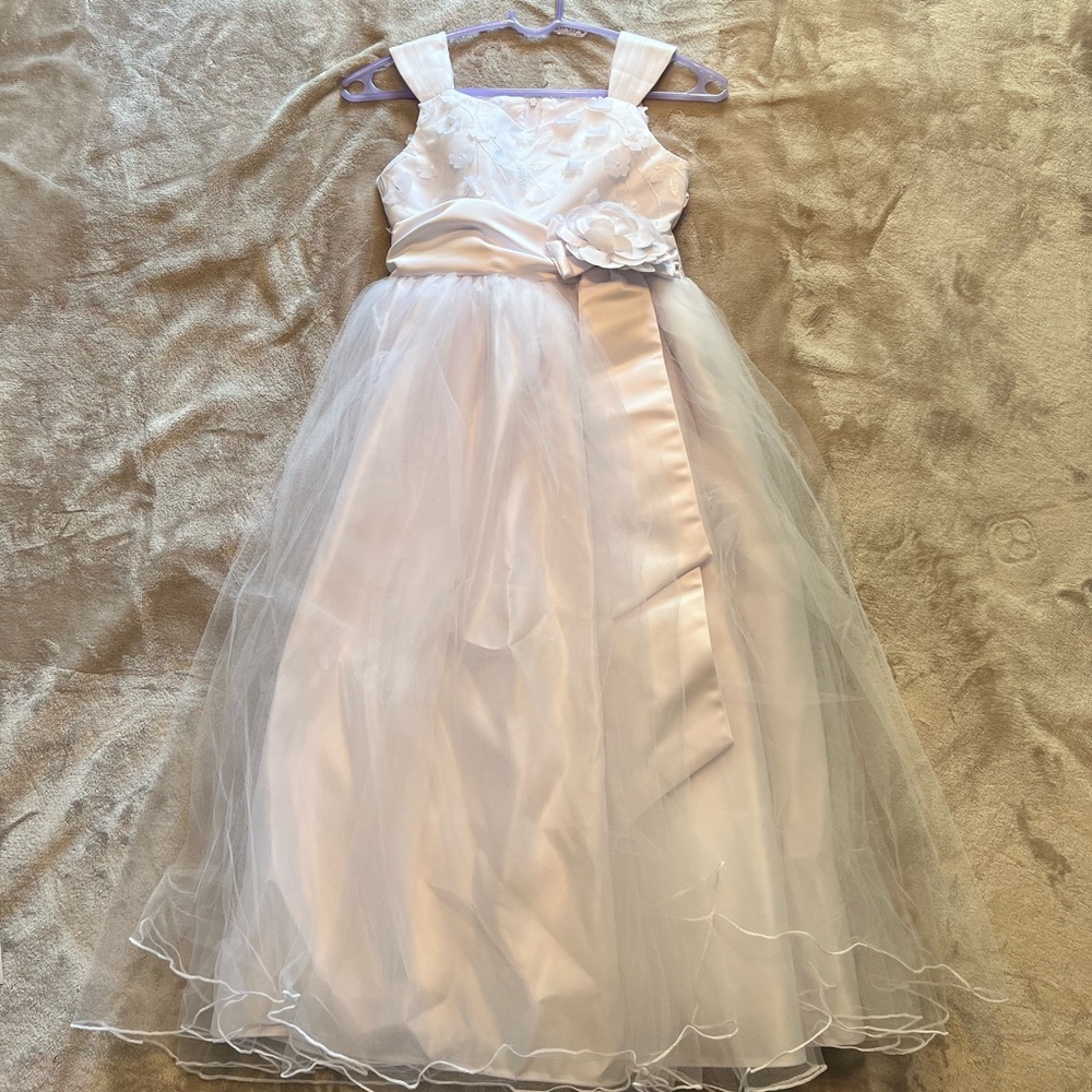 Brand new Bobbie Jean white dress with white shrug.
